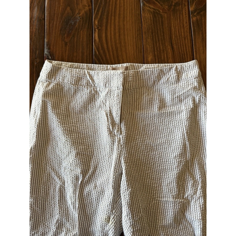Chico's Pants Capri Size 1 Textured Striped Cropped Split Hem railroad stripe - Picture 3 of 7
